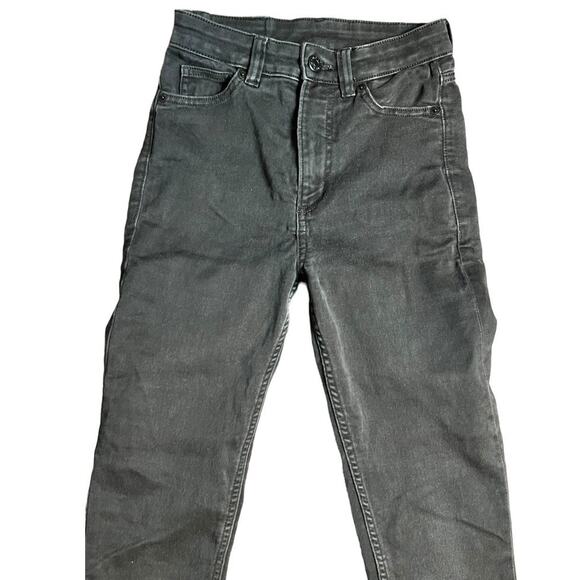 Oki by Monki Jeans 25 Black stretch Denim Jeggings Basic Goth EMo punk Biker - Picture 2 of 7